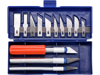 NOŻYKI DO PRAC PRECYZYJNYCH Z WYMIENNYMI OSTRZAMI, ZESTAW 16 SZT.