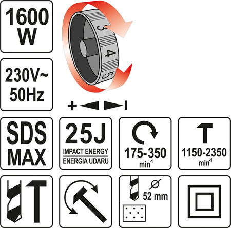 MŁOT UDAROWO OBROTOWY 25J SDS-MAX