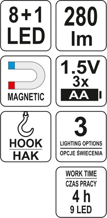LATARKA WARSZTAT. 2IN1 LED MAGNET 3xAA