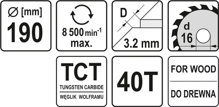 TARCZA WIDIOWA DO DREWNA 190X40TX16MM