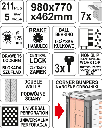 SZAFKA SERWISOWA Z NARZĘDZIAMI 211CZ.