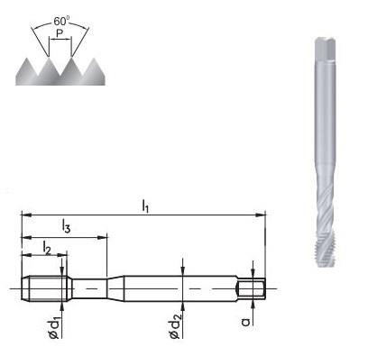 GWINTOWNIK MASZYN. SKRĘTNY M3 DIN371-C R40 HSSE