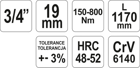 KLUCZ DYNAMOMETRYCZNY 3/4" 150-800 Nm