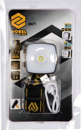 LAMPA CZOŁOWA XPE CREE 3W+4 SMD LED AKU. VOREL
