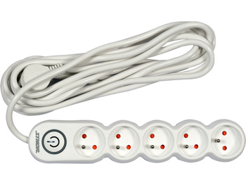 PRZEDŁUŻACZ LISTWA ZASILAJĄCA 5 GNIAZD Z UZIEMIENIEM WYŁĄCZNIK 5M 1,5MM2