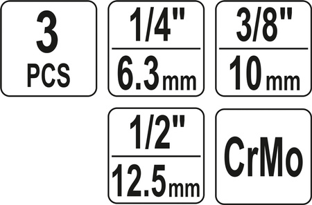 ZESTAW PRZEGUBÓW UDAROWYCH 1/4" 3/8" 1/2