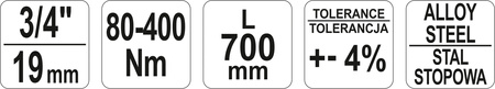 KLUCZ DYNAMOMETRYCZNY 3/4" 80-400Nm