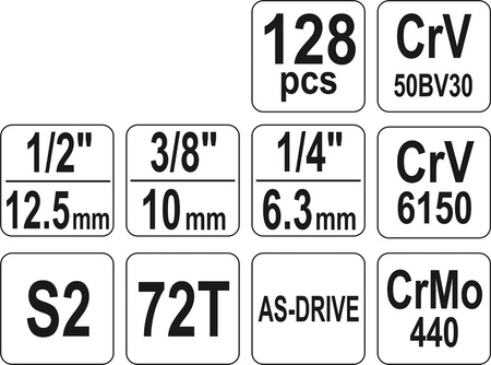 ZESTAW NARZĘDZIOWY 1/2'' 128CZ. XL