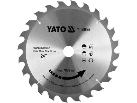 TARCZA WIDIOWA DO DREWNA 235X24TX25,4MM
DLA YT-82153