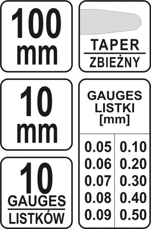 SZCZELINOMIERZ 100MM 10LISTKÓW 0,05-0,5M