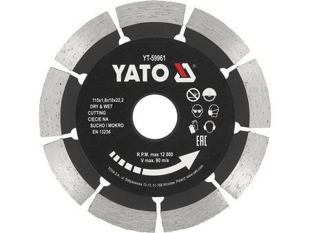 TARCZA DIAMENTOWA 115MM SEGMENTOWA DO BETONU Z WYSOKIM SEGMENTEM