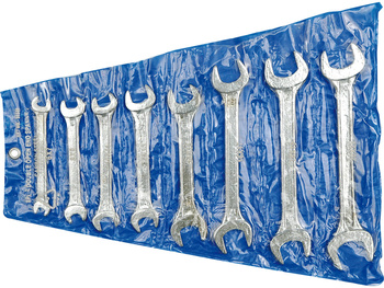 KLUCZE PŁASKIE 6-22 MM, ZESTAW 8 SZT., ETUI