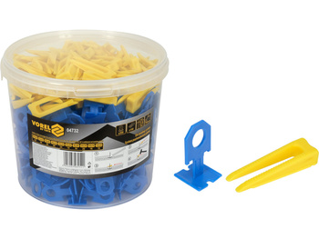 SYSTEM, KLIPSY + KLINY DO POZIOMOWANIA PŁYTEK 2MM W WIADERKU, 300 + 100 SZT.