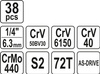 YT-14471 ZESTAW NARZĘDZIOWY 1/4"  38CZ. XS
