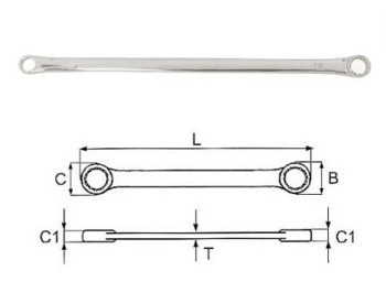 Klucz oczkowy dwustronny bardzo długi 17 x 19mm