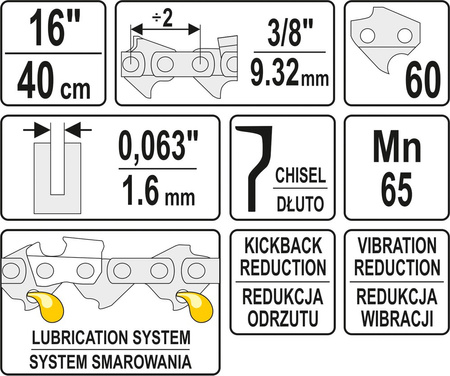 ŁAŃCUCH TNĄCY DO PILARKI 16" 3/8"