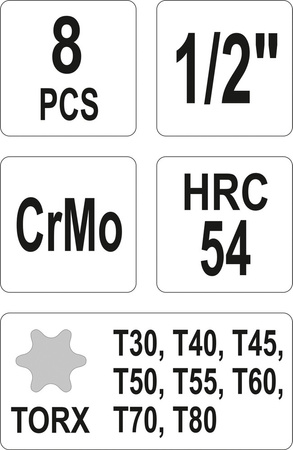 ZESTAW TRZPIEN. KLUCZY UDAR. TORX 8CZ.