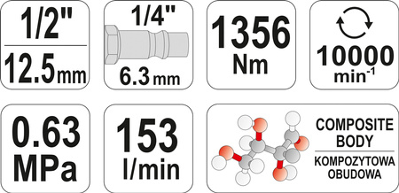 KLUCZ PNEUMATYCZNY 1/2'' 1356NM