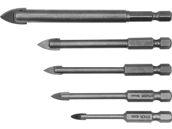 ZESTAW WIERTEŁ DO SZKŁA I CERAMIKI 5SZT. 4-10MM HEX