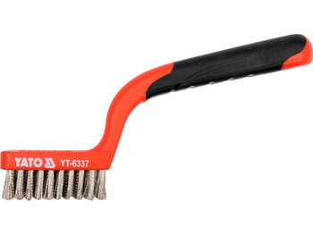 SZCZOTKA DRUCIANA, DRUT NIERDZEWNY, 3 RZĘDY, RĘKOJEŚĆ PLASTIKOWA