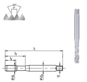 GWINTOWNIK MASZYN. SKRĘTNY M3 DIN371-C R40 HSSE