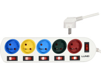 PRZEDŁUŻACZ LISTWA PRĄDOWA 5 GNIAZDEK Z UZIEMIENIEM KAŻDE Z INDYWIDUALNYM WŁĄCZNIKIEM