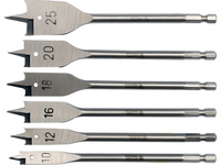 ZESTAW WIERTEŁ ŁOPATKOWYCH 10-25 MM, 6 SZT.