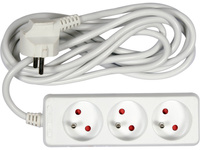 PRZEDŁUŻACZ ELEKTRYCZNY, BIAŁY, 3 GNIAZDA Z UZIEMIENIEM, 3M
